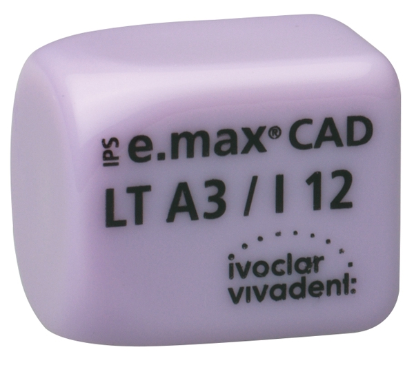 IPS E.MAX CAD MONOLITHIC SOLUTIONS LT (Basse Translucidité) I12 La boîte de 5, inLab LT I12 A-D 42-1822